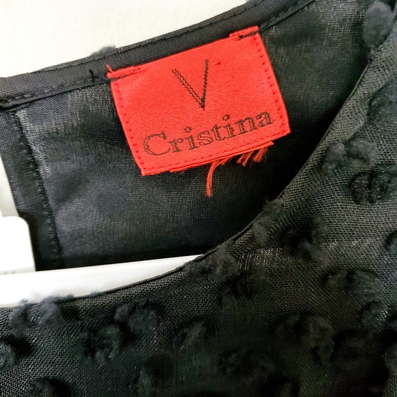 V CRISTINA WOMENS SHEER BLACK TOP - Picture 2 of 8